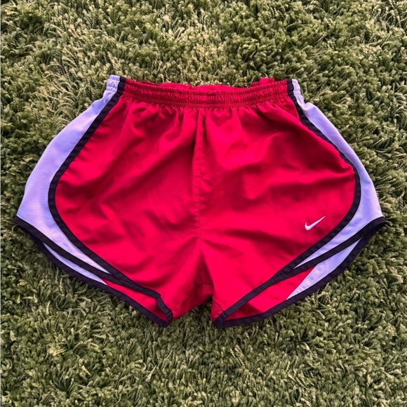 Nike Red and Purple Athletic Shorts with Elastic Waistband - Picture 1 of 1
